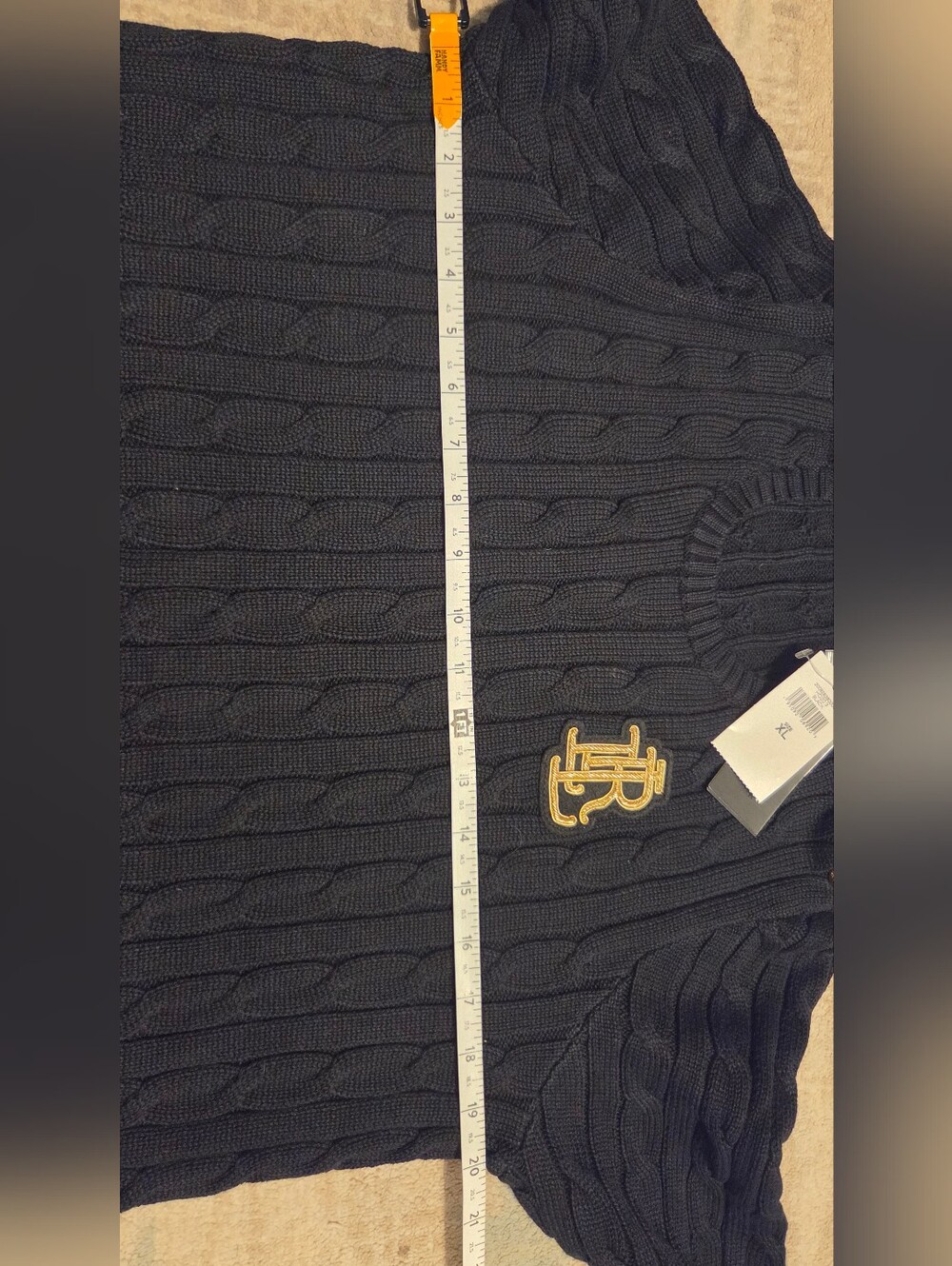 Lauren Ralph Lauren Button Trim Cable Knit Sweater. Size XL. BLACK. NWT - Picture 7 of 7